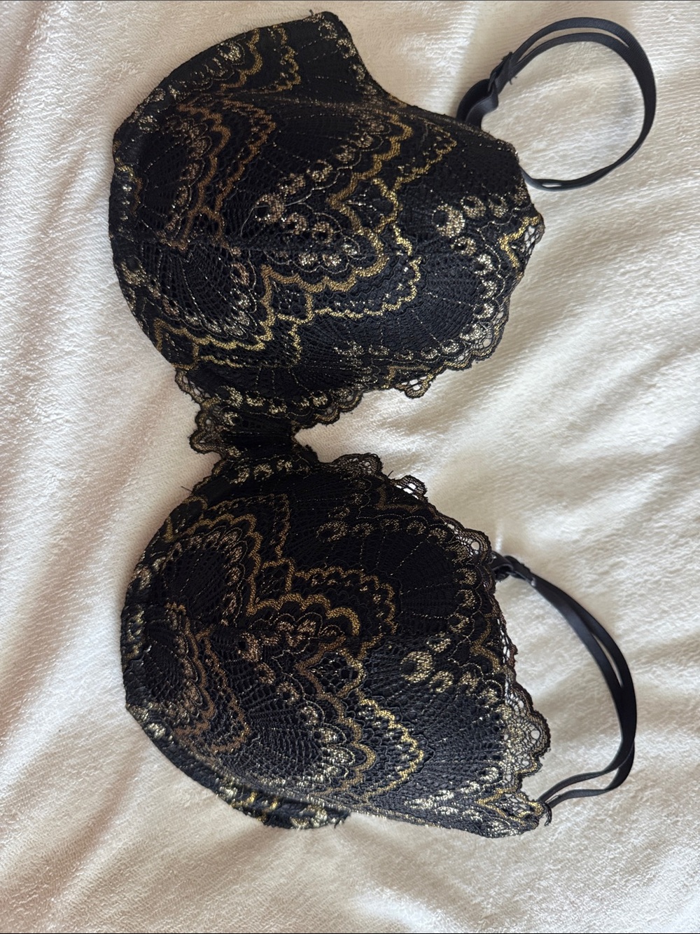 La SENZA Black and Gold Lace Push-Up Bra